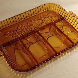 Vintage Amber Glass Fruit Tray